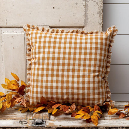 PILLOW - RUST AND CREAM CHECK