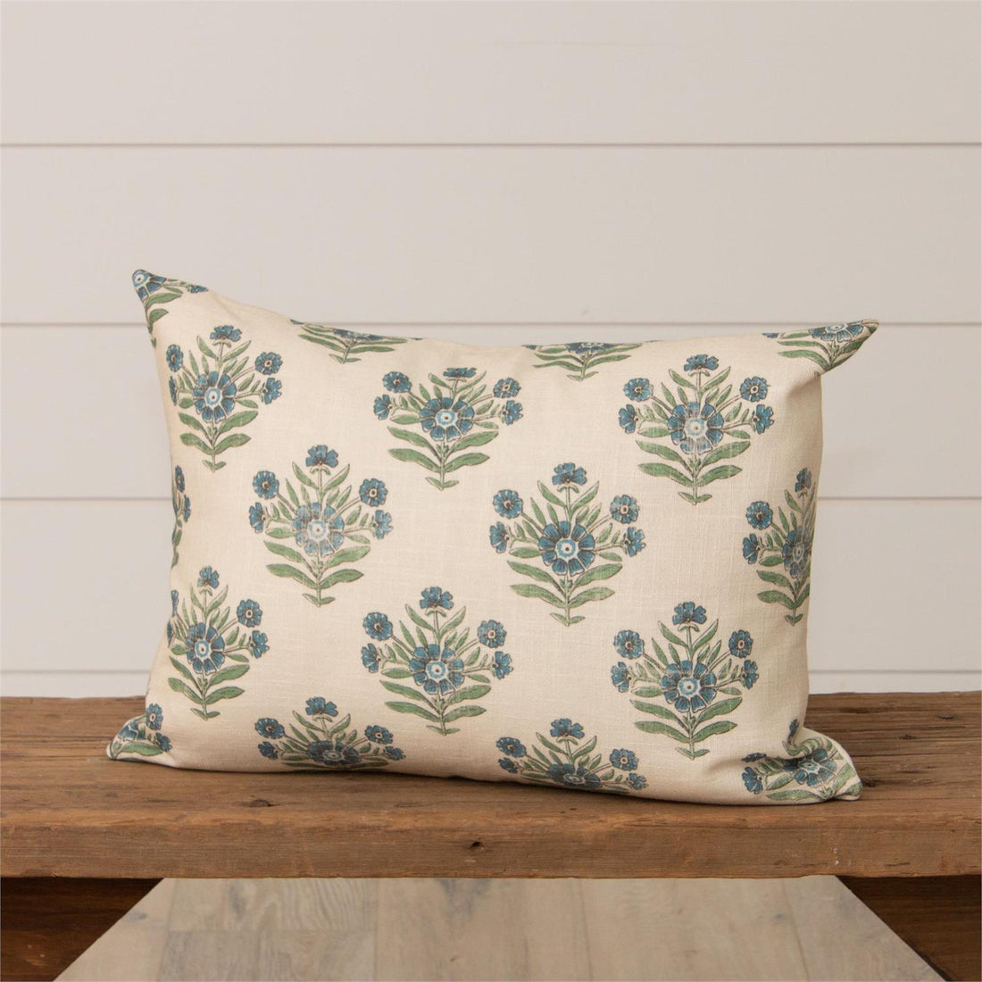 LUMBAR PILLOW - BLUE BLOCK PRINT SILHOUETTE
