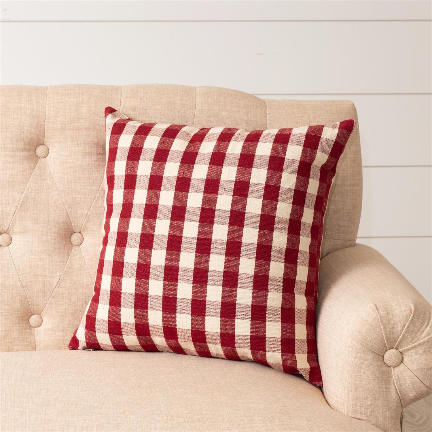 Pillow- Red and Cream Check