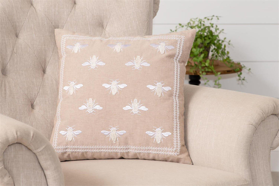 Pillow - Embroidered Bees