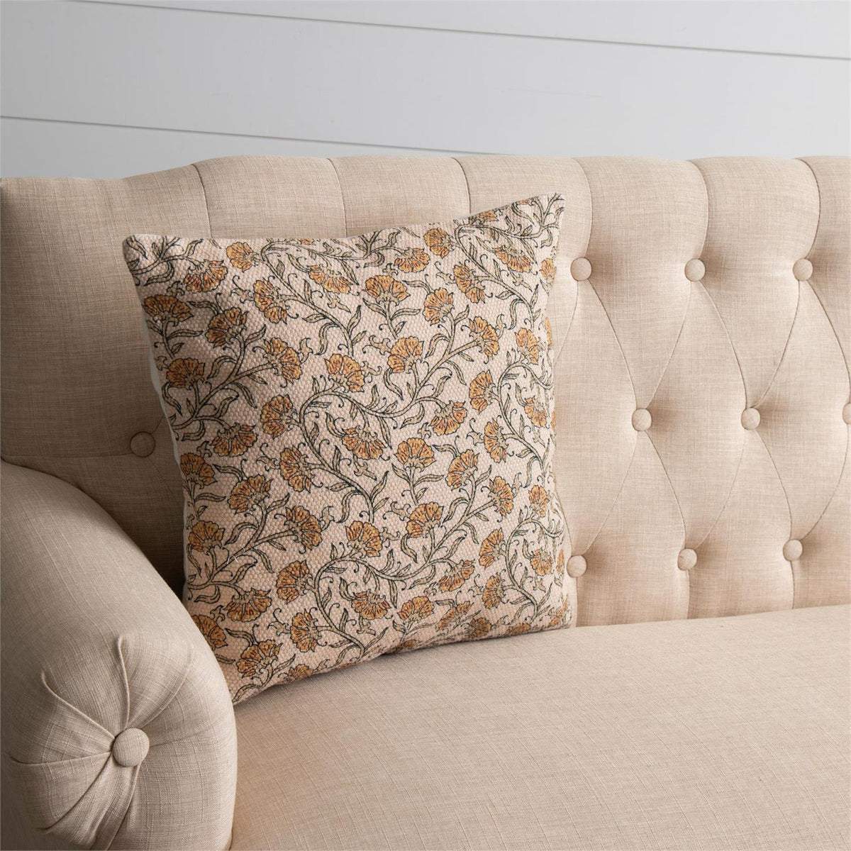 Pillow - Knubby Slub Block Print, Dandelion