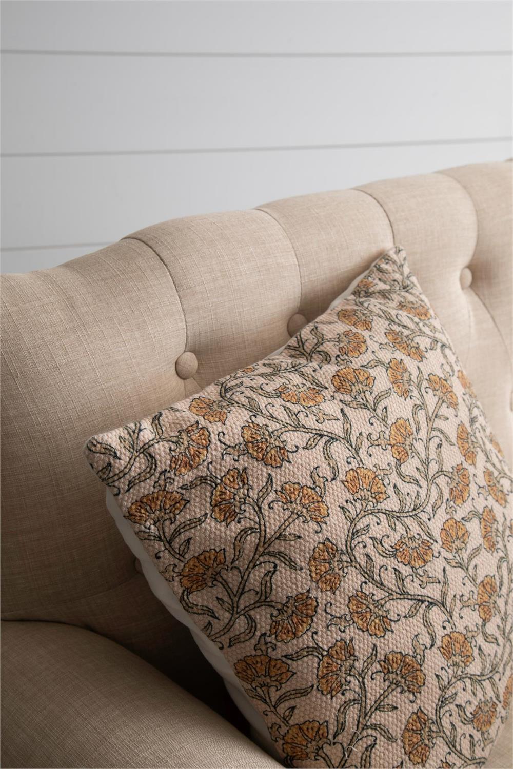 Pillow - Knubby Slub Block Print, Dandelion