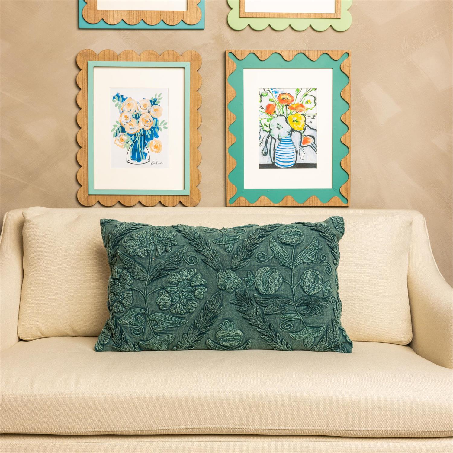 Lumbar Pillow - Green Moody Floral