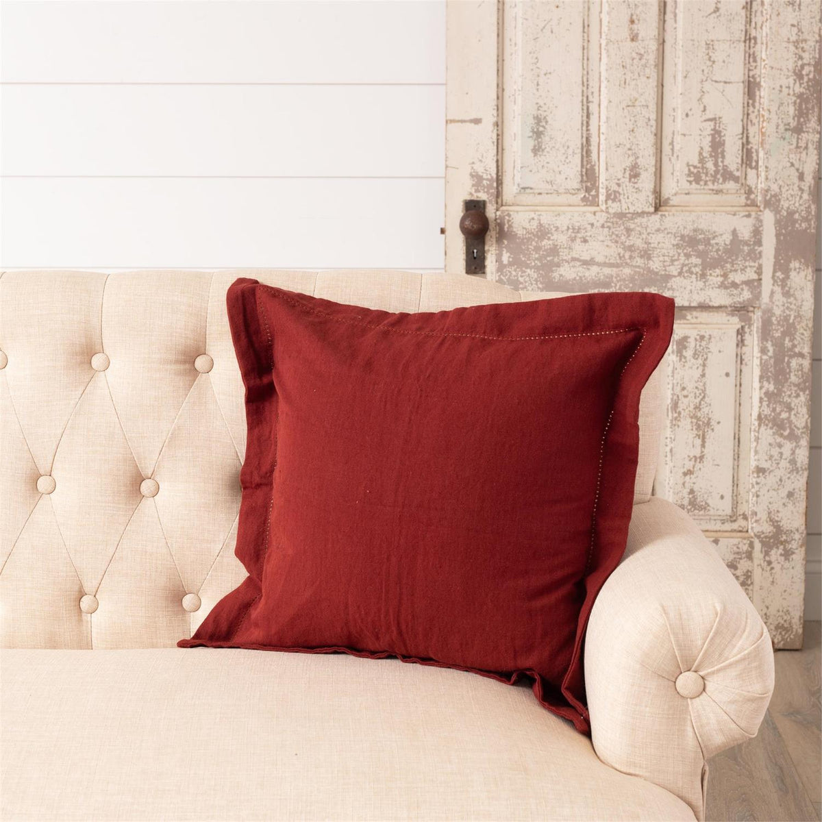 Pillow - Stonewashed Linen Blend, Burgundy