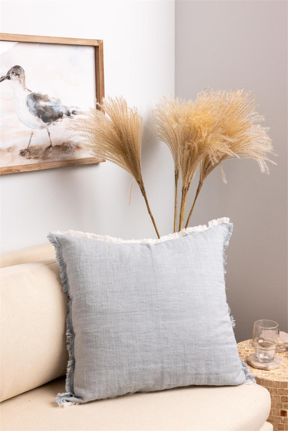 Pillow - Soft Blue Chambray Fringe Edge