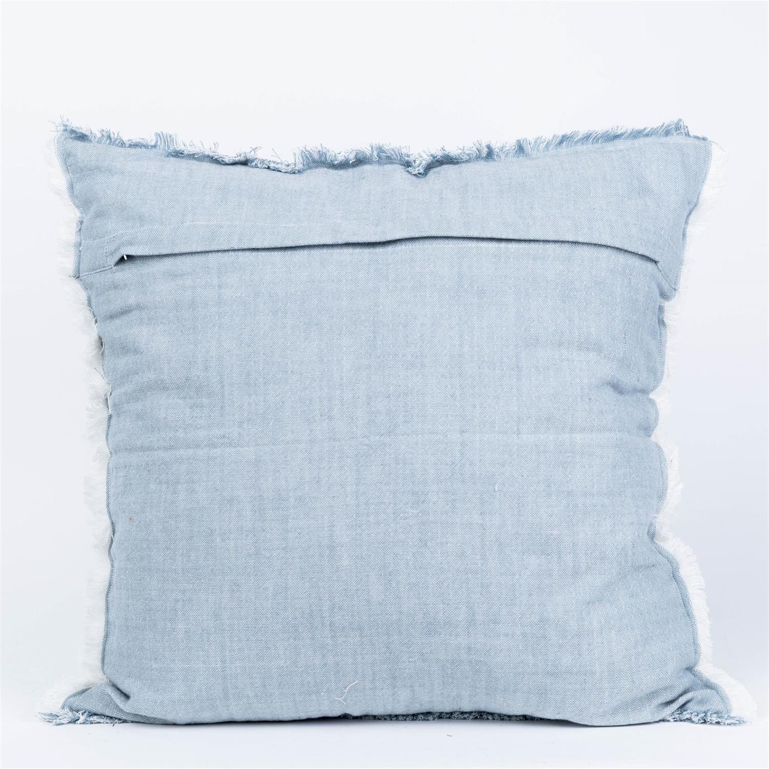 Pillow - Soft Blue Chambray Fringe Edge