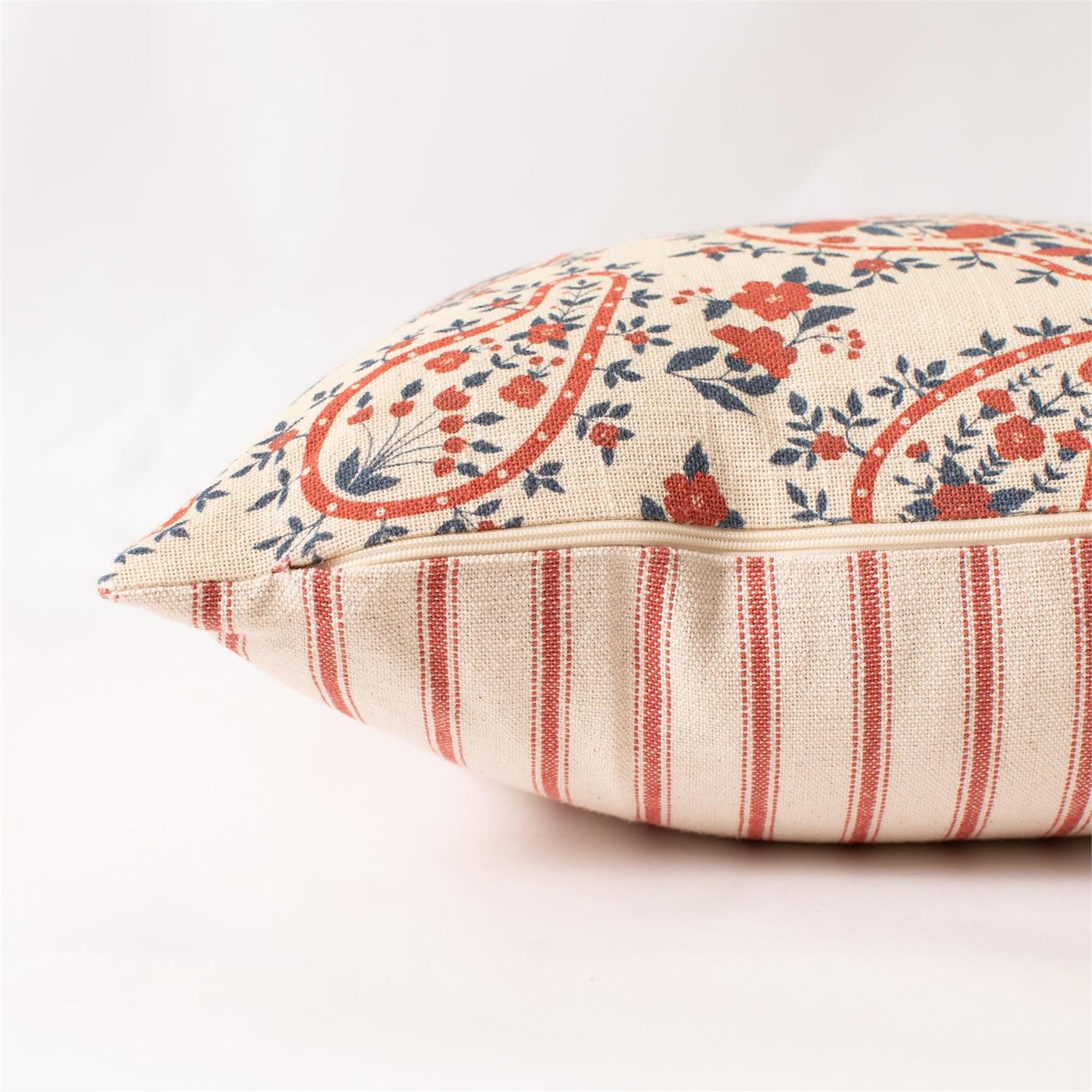 Pillow - Red And Blue Paisley Floral