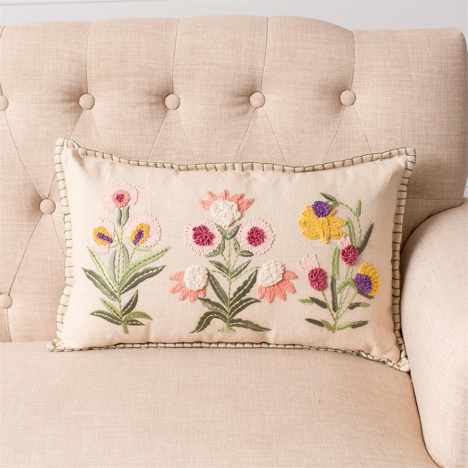 Lumbar Pillow - Embroidered Provence Floral