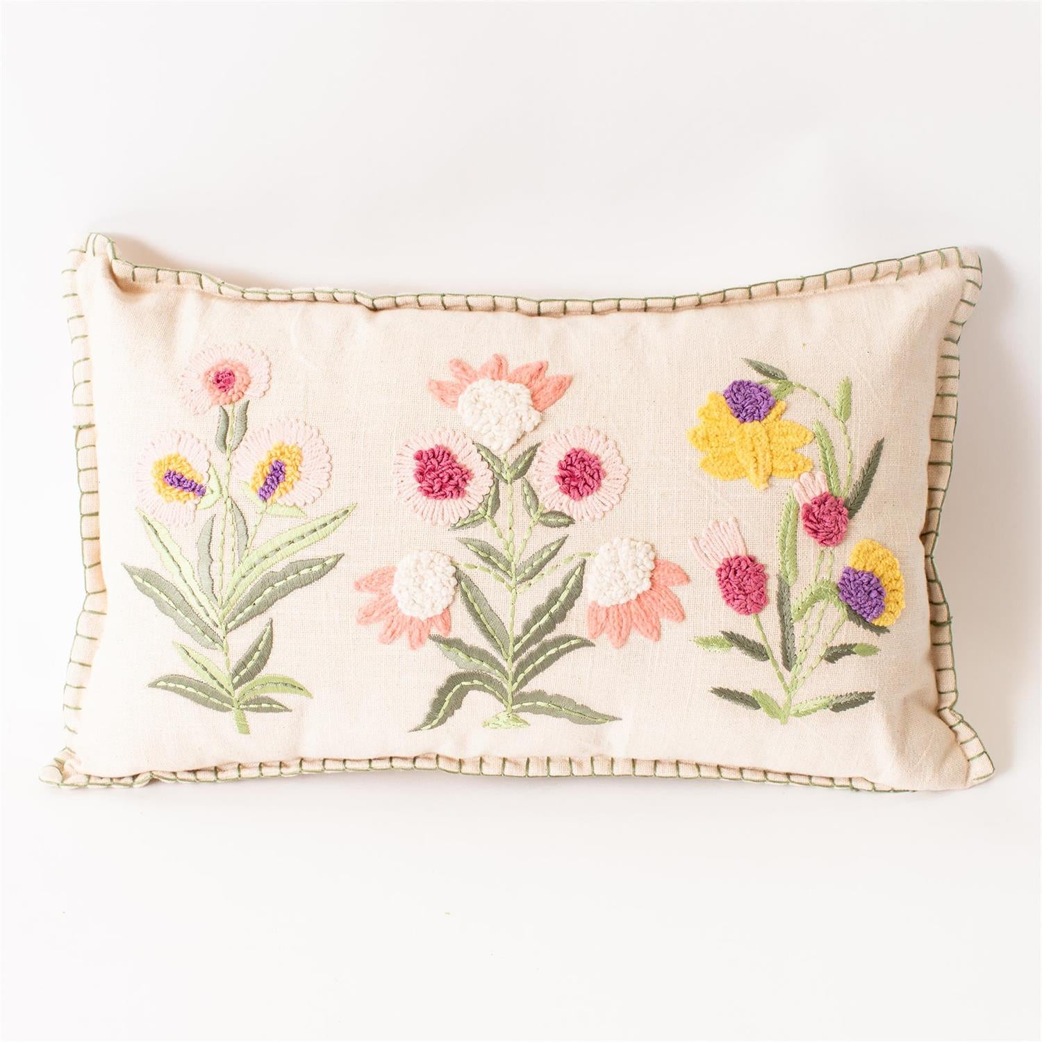 Lumbar Pillow - Embroidered Provence Floral