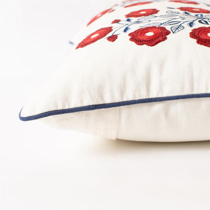 Lumbar Pillow - Red White And Blue Embroidered