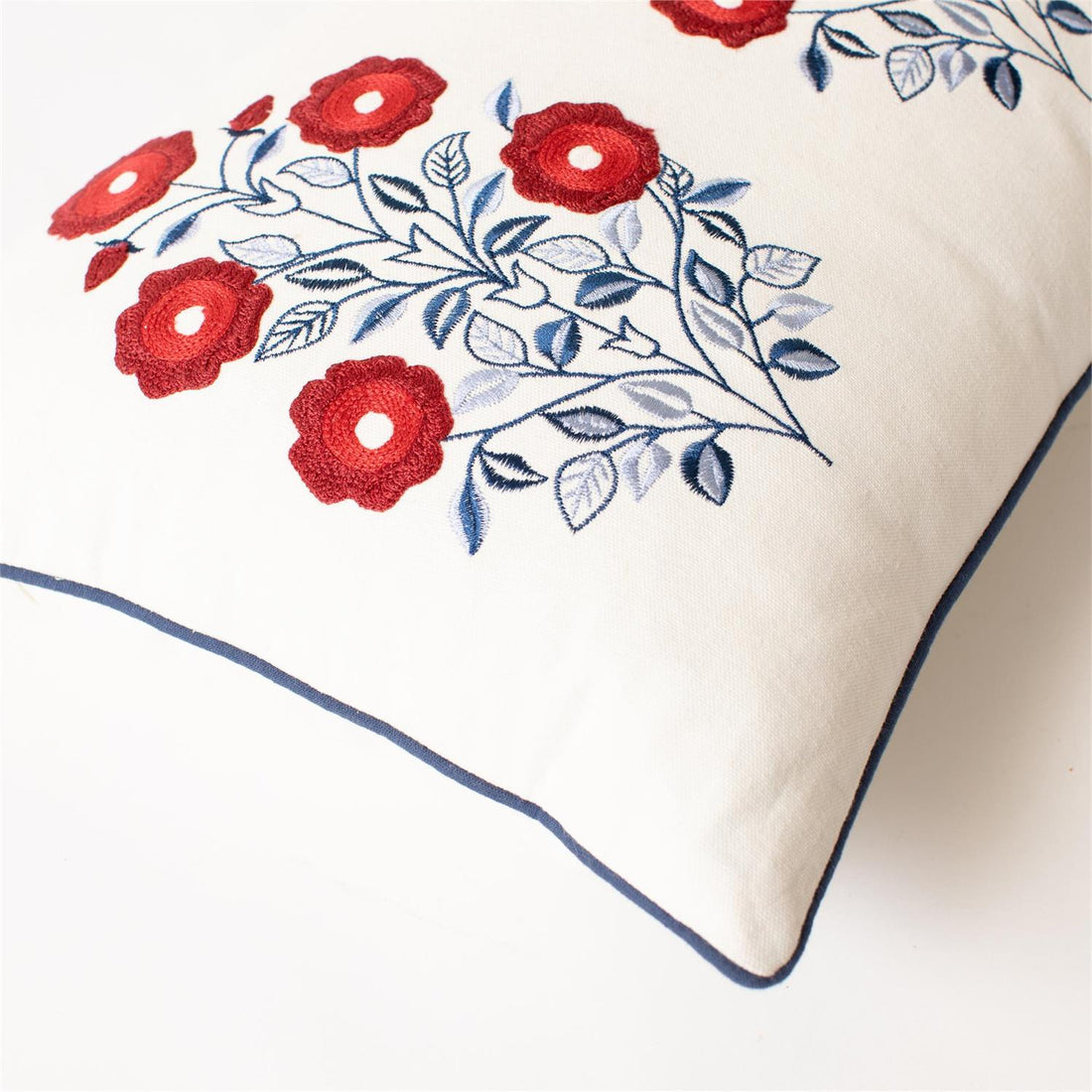 Lumbar Pillow - Red White And Blue Embroidered