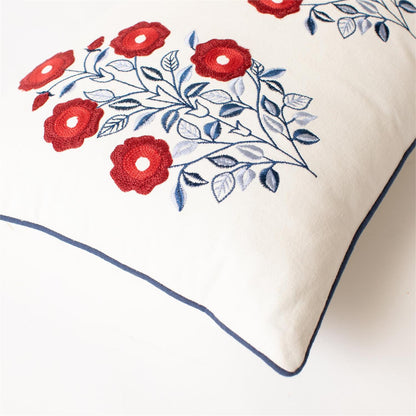 Lumbar Pillow - Red White And Blue Embroidered