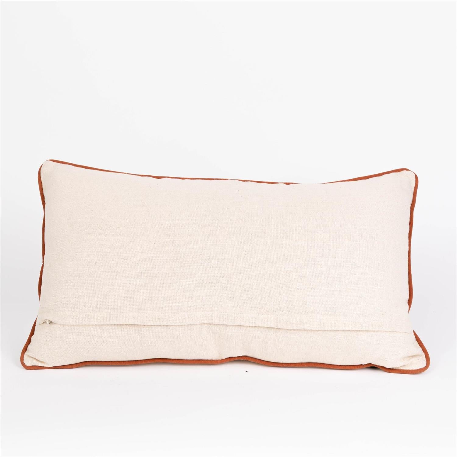 Lumbar Pillow - Embroidered Ferns and Bugs