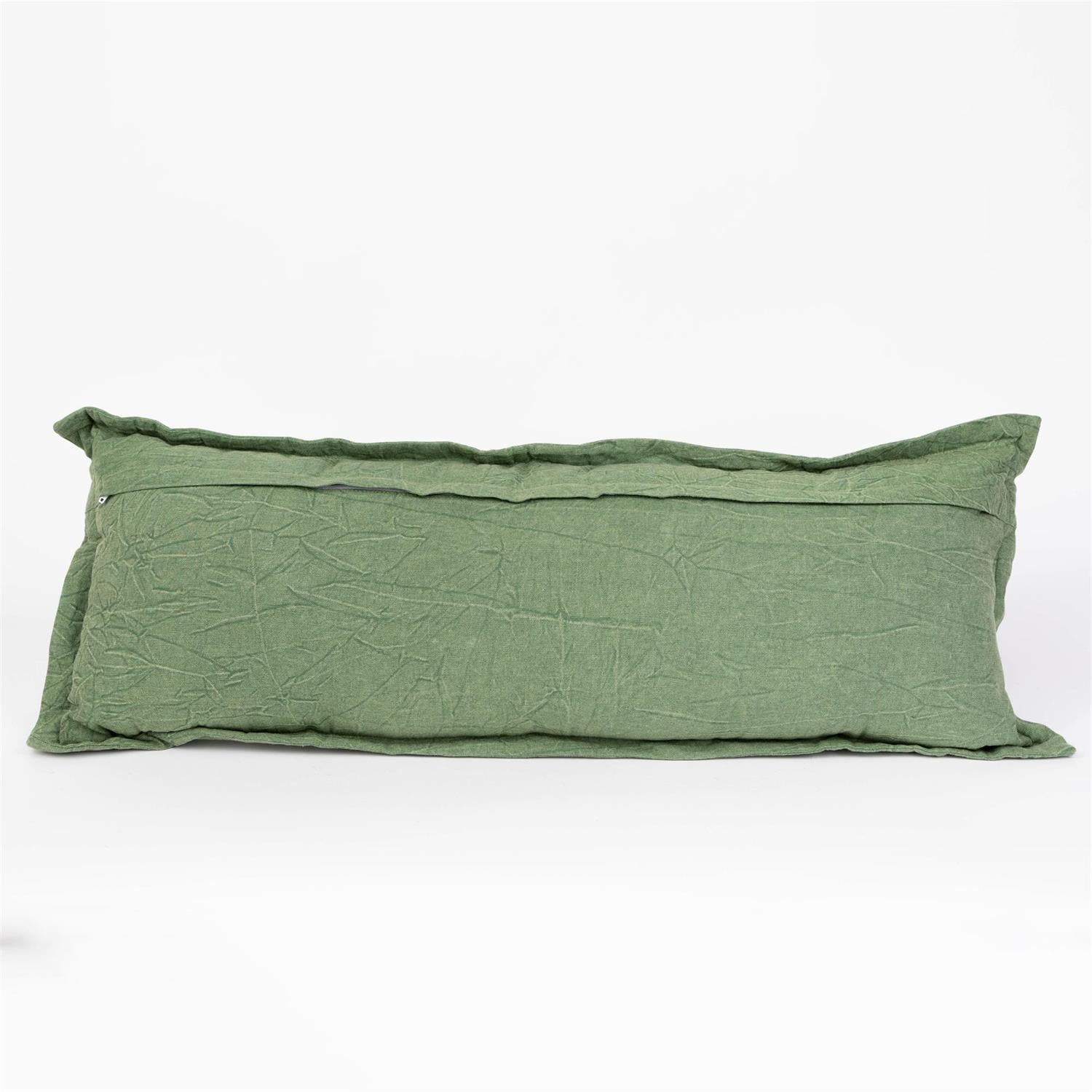 Lumbar Pillow - Green Canvas Embroidered Bugs