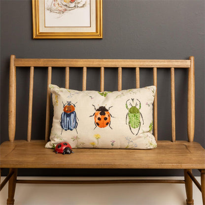 Lumbar Pillow - Embroidered Beetles