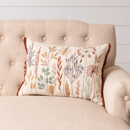 Lumbar Pillow - Embroidered Meadow Flowers