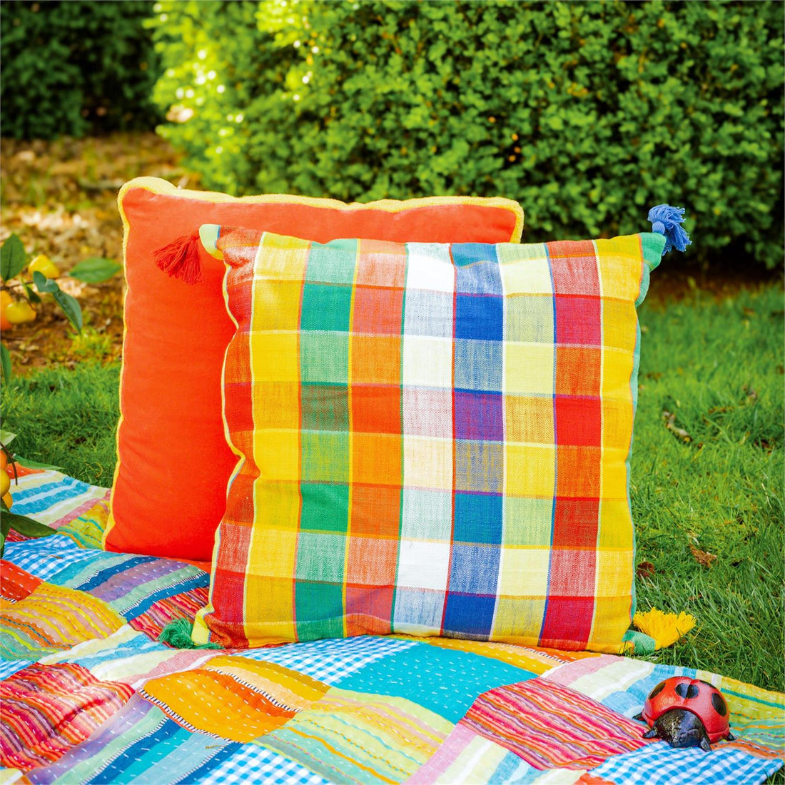 Pillow - Color Pop Plaid With Tassels
