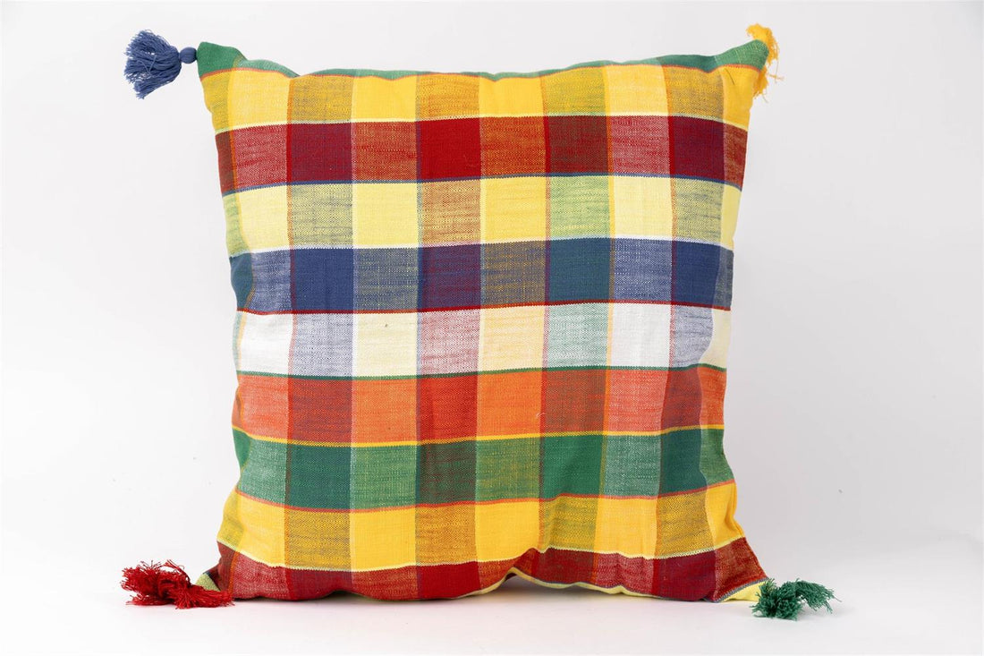 Pillow - Color Pop Plaid With Tassels
