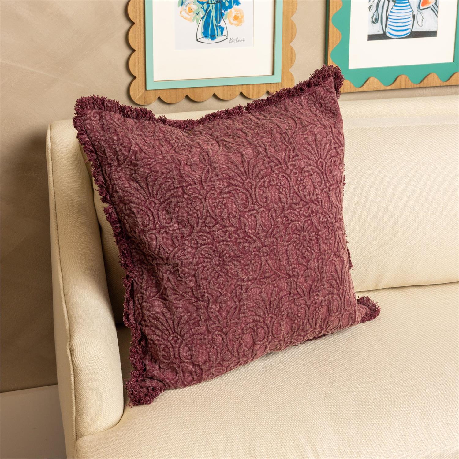 Pillow - Fuchsia Matelasse with Fringe