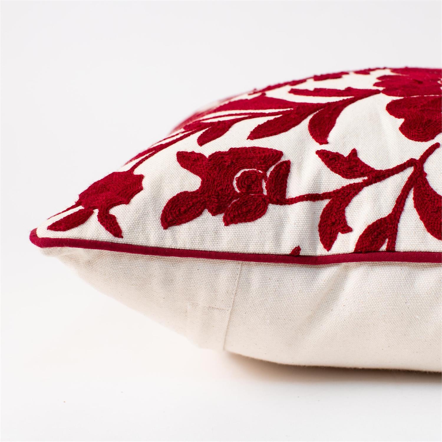 Pillow - Crewelwork Red Floral