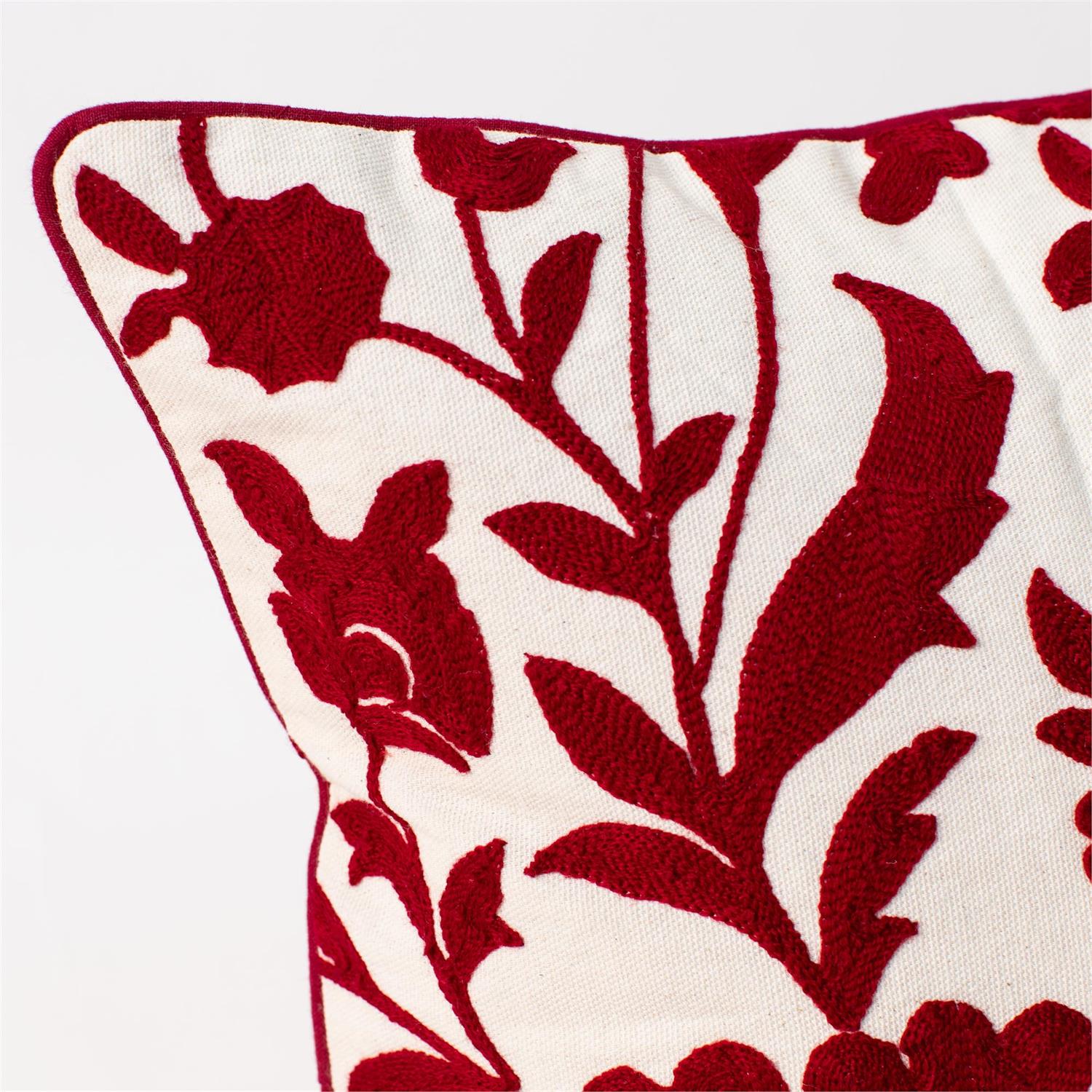 Pillow - Crewelwork Red Floral