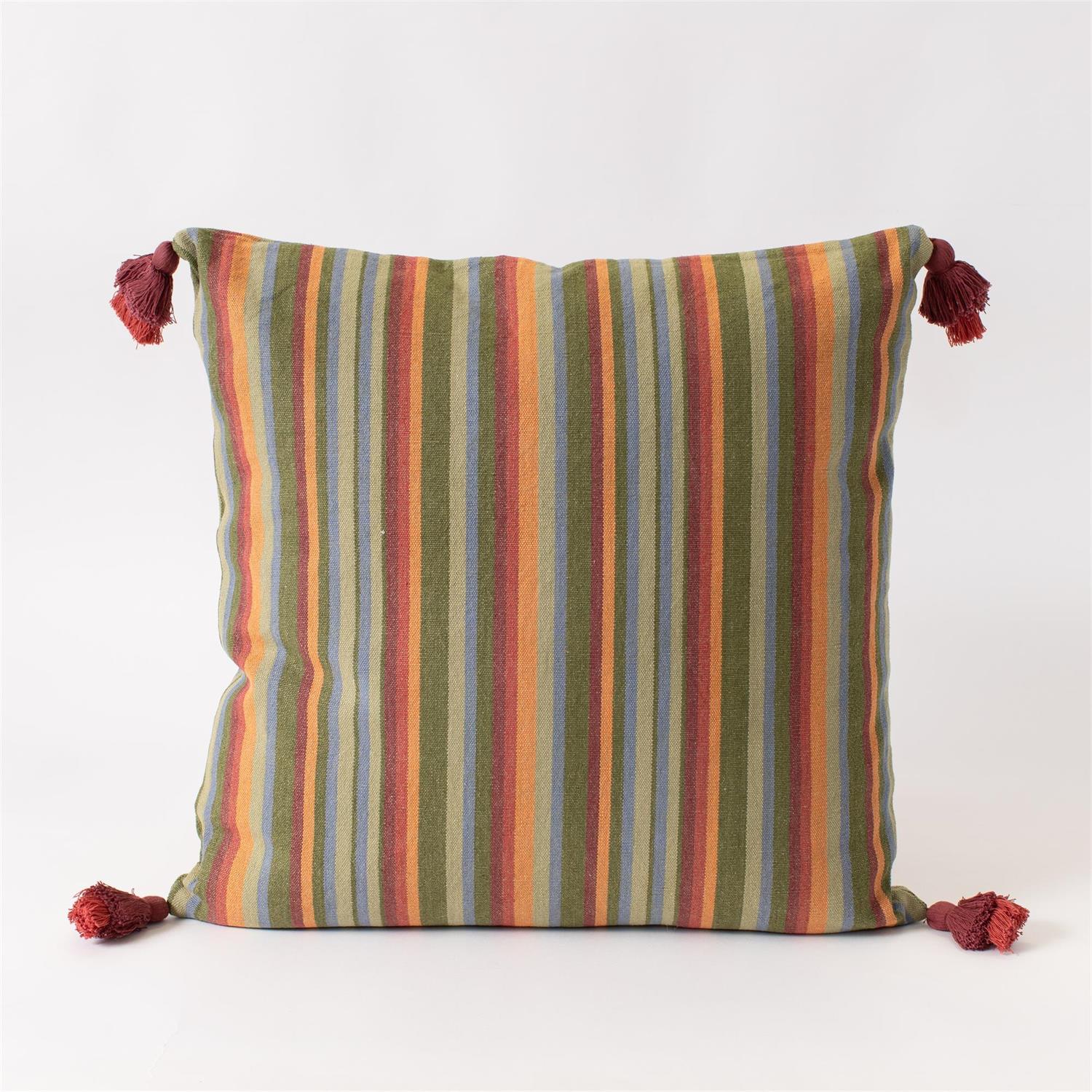 Pillow - Multi Striped, With Tassels