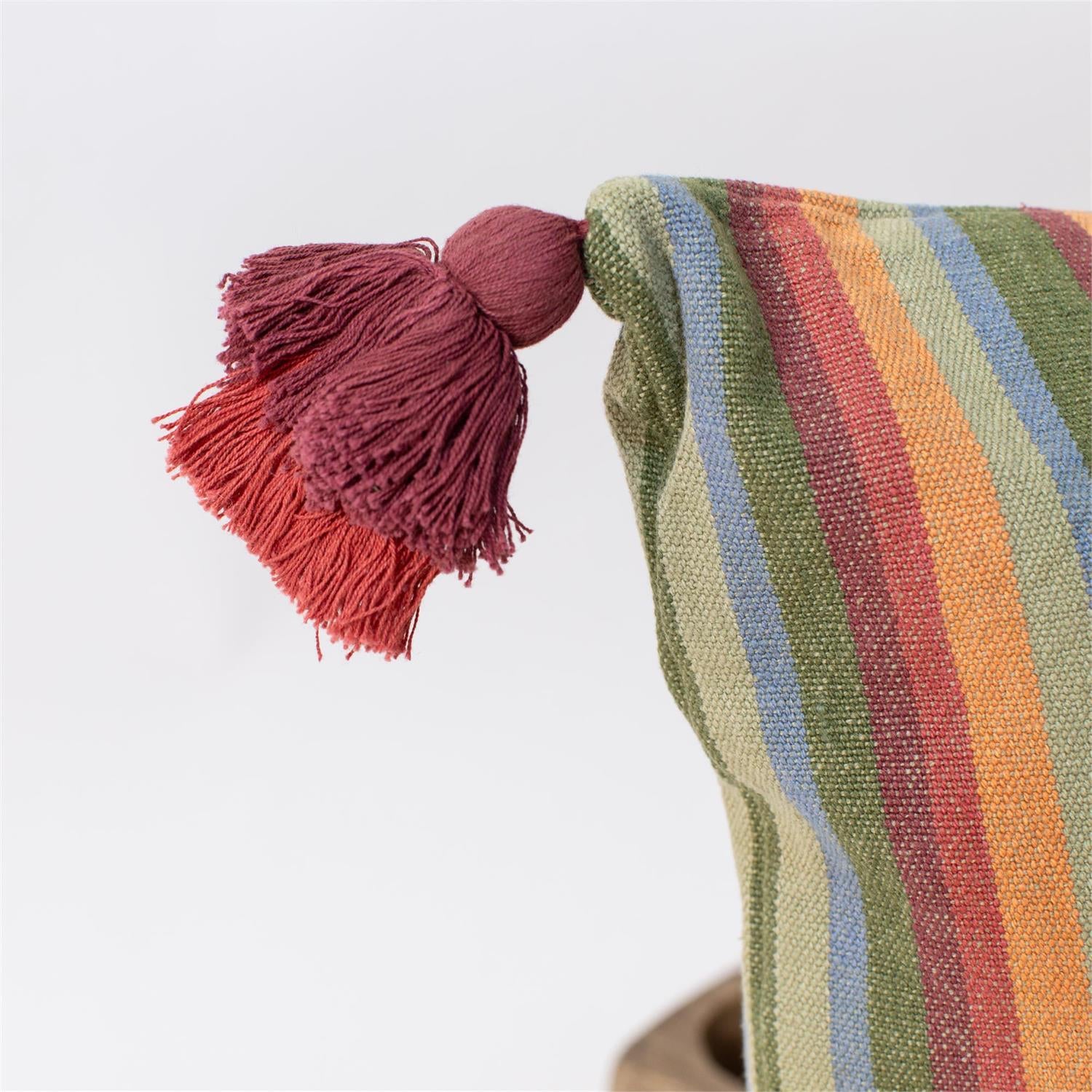 Pillow - Multi Striped, With Tassels