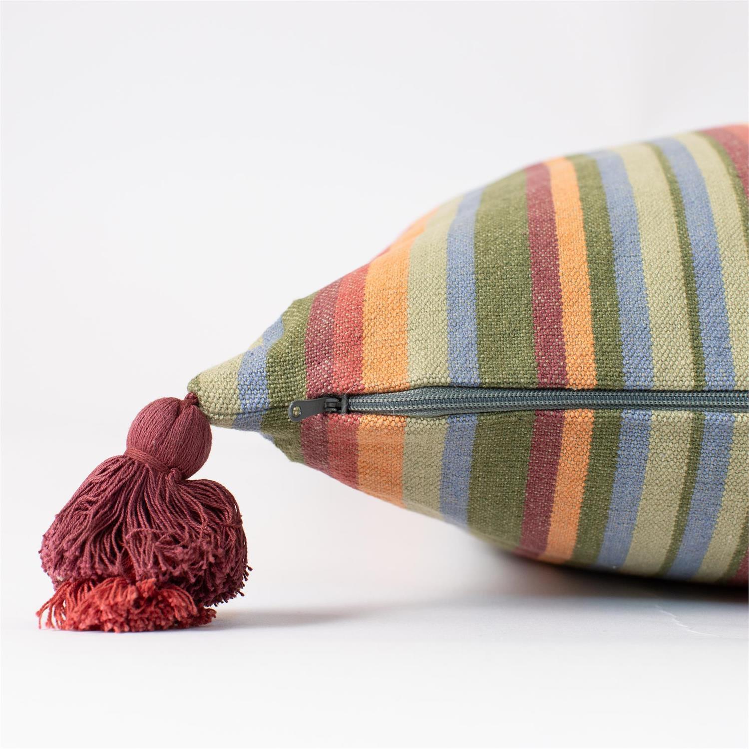 Pillow - Multi Striped, With Tassels