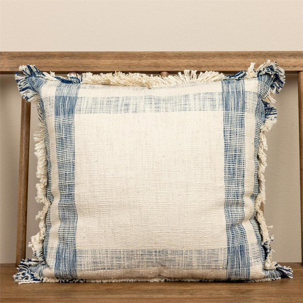 Pillow - Cream And Blue Windowpane