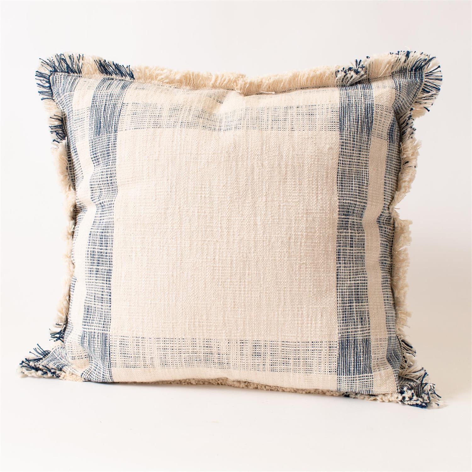 Pillow - Cream And Blue Windowpane