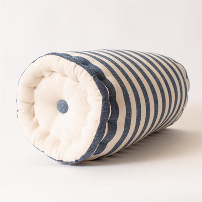 Round Bolster Pillow - Blue Stripes