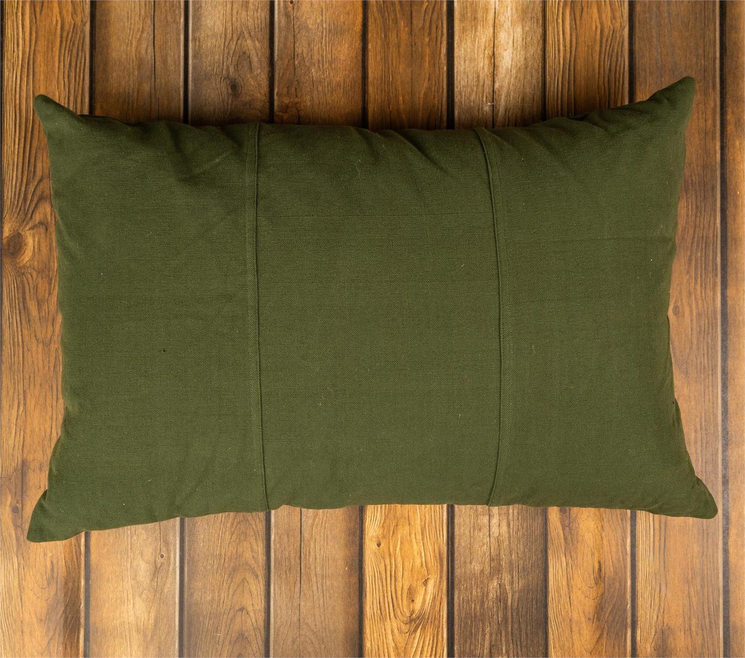 Pillow - Stonewashed Dark Green, Accent Stitching