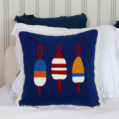 Pillow - Harbor Buoys, Hook Embroidery