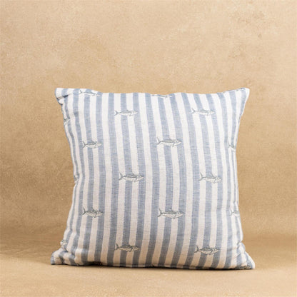 Pillow - Blue Tides and Fish Stripe