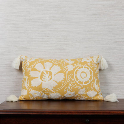 Lumbar Pillow - Fleur de Creme Crewelwork