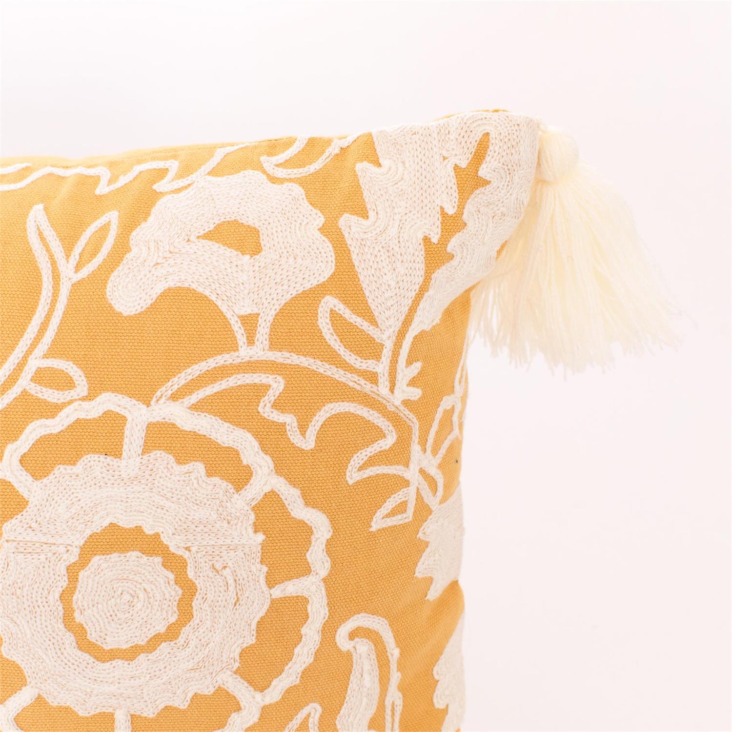 Lumbar Pillow - Fleur de Creme Crewelwork