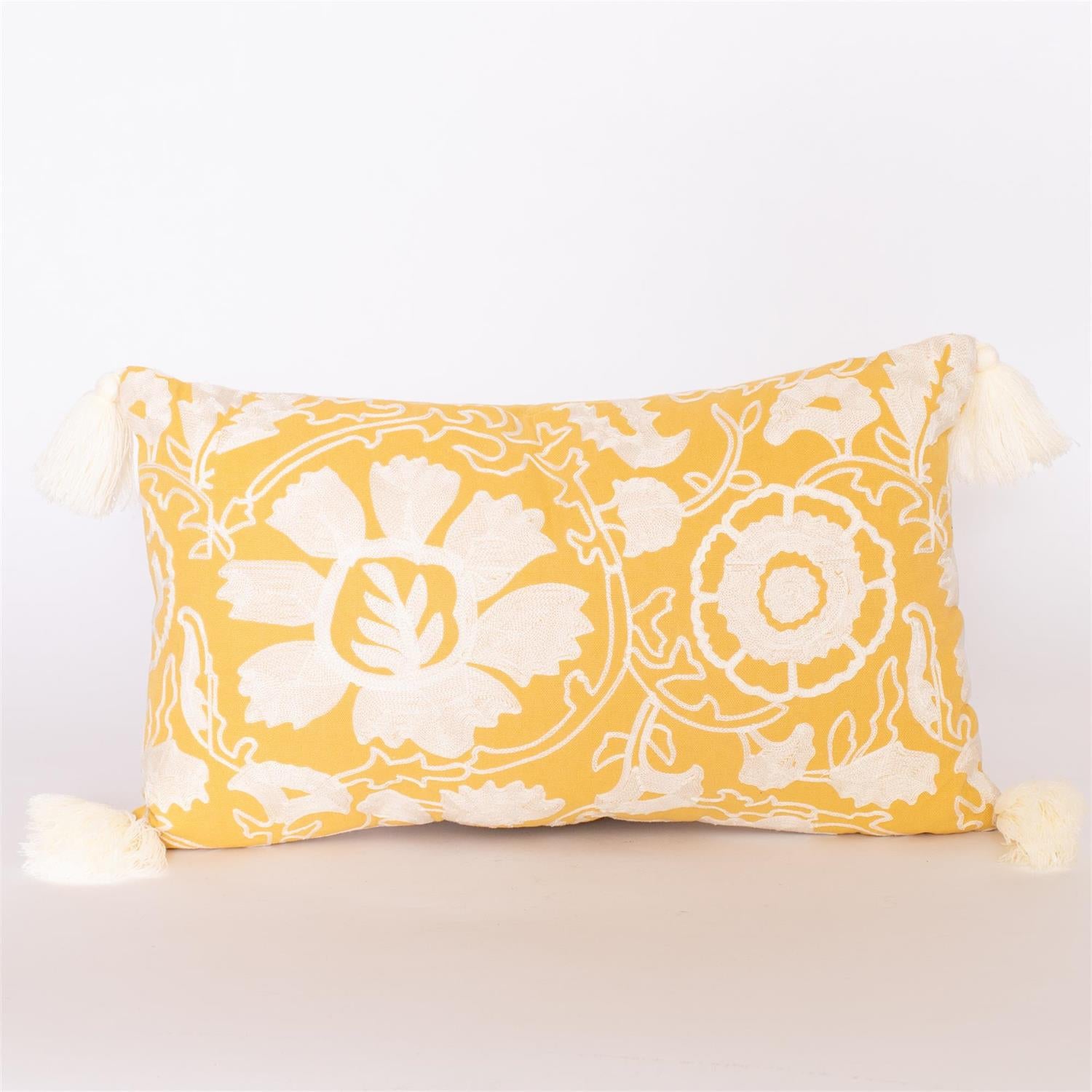 Lumbar Pillow - Fleur de Creme Crewelwork