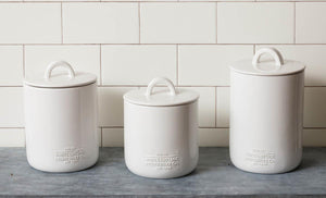 WHITE COTTAGE CERAMIC CANISTERS