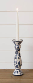 Taper/Pillar Candle Holder - Blue Floral, Large