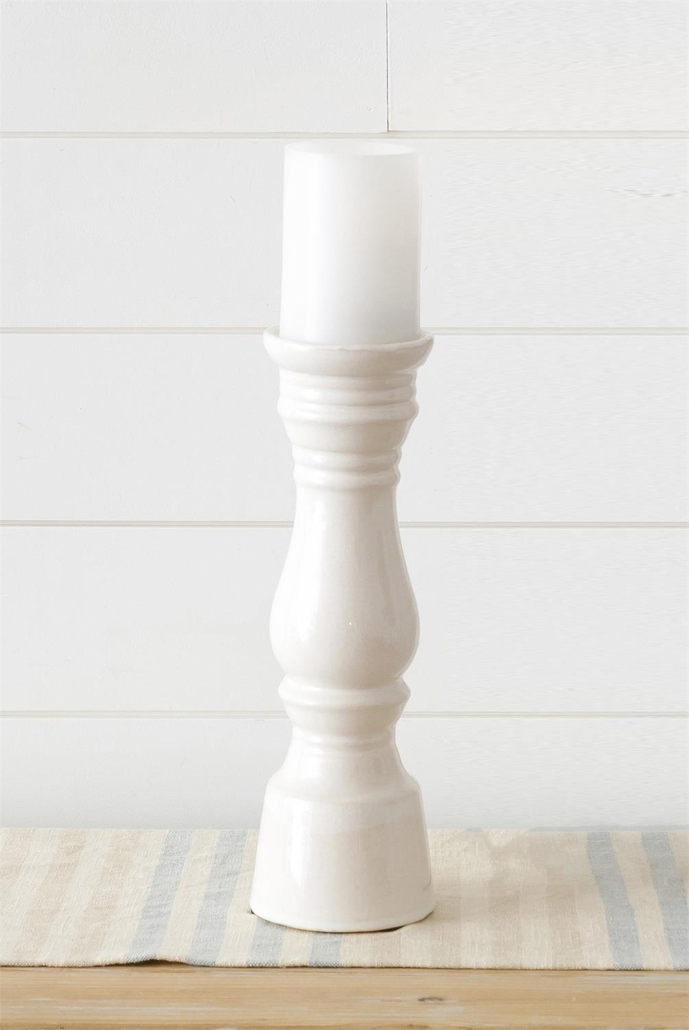 CERAMIC FINIAL CANDLE HOLDER WHITE, SMALL