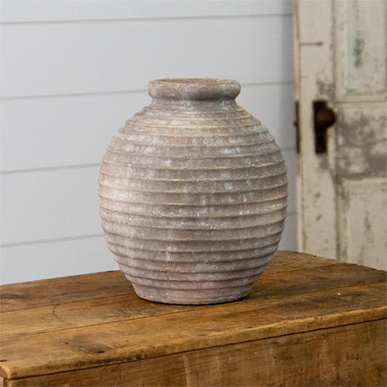 Ridged Terracotta Vase