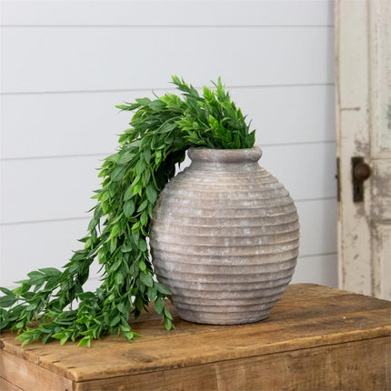 Ridged Terracotta Vase