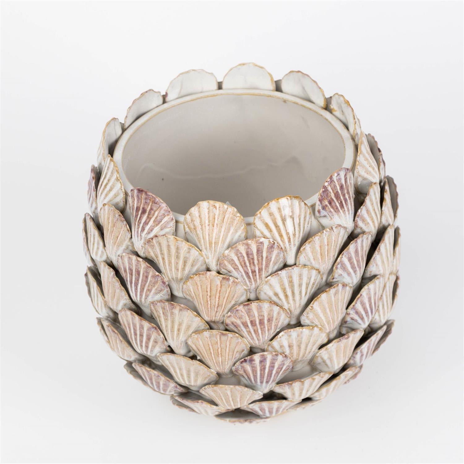 Vase - Neutral Hand Applied Seashells, Large
