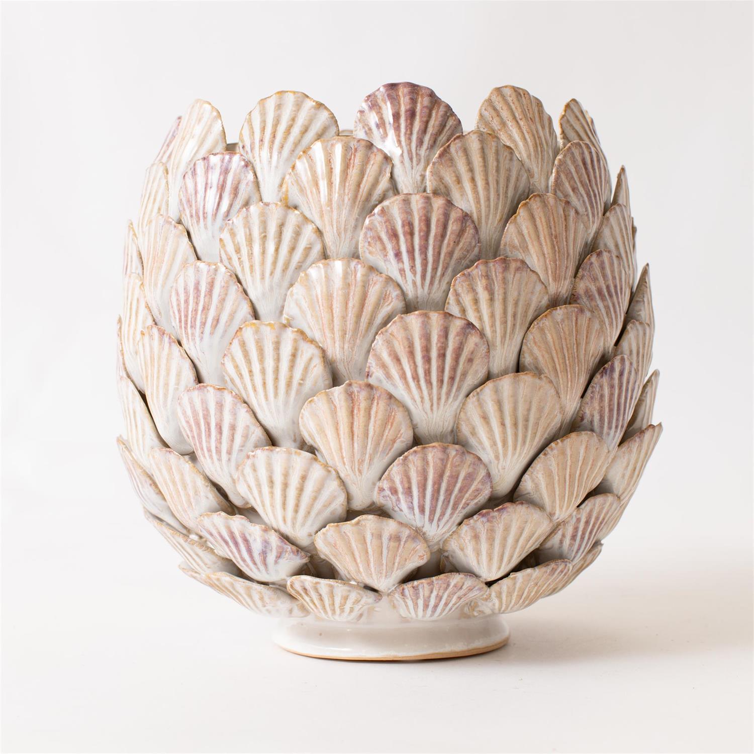 Vase - Neutral Hand Applied Seashells, Large