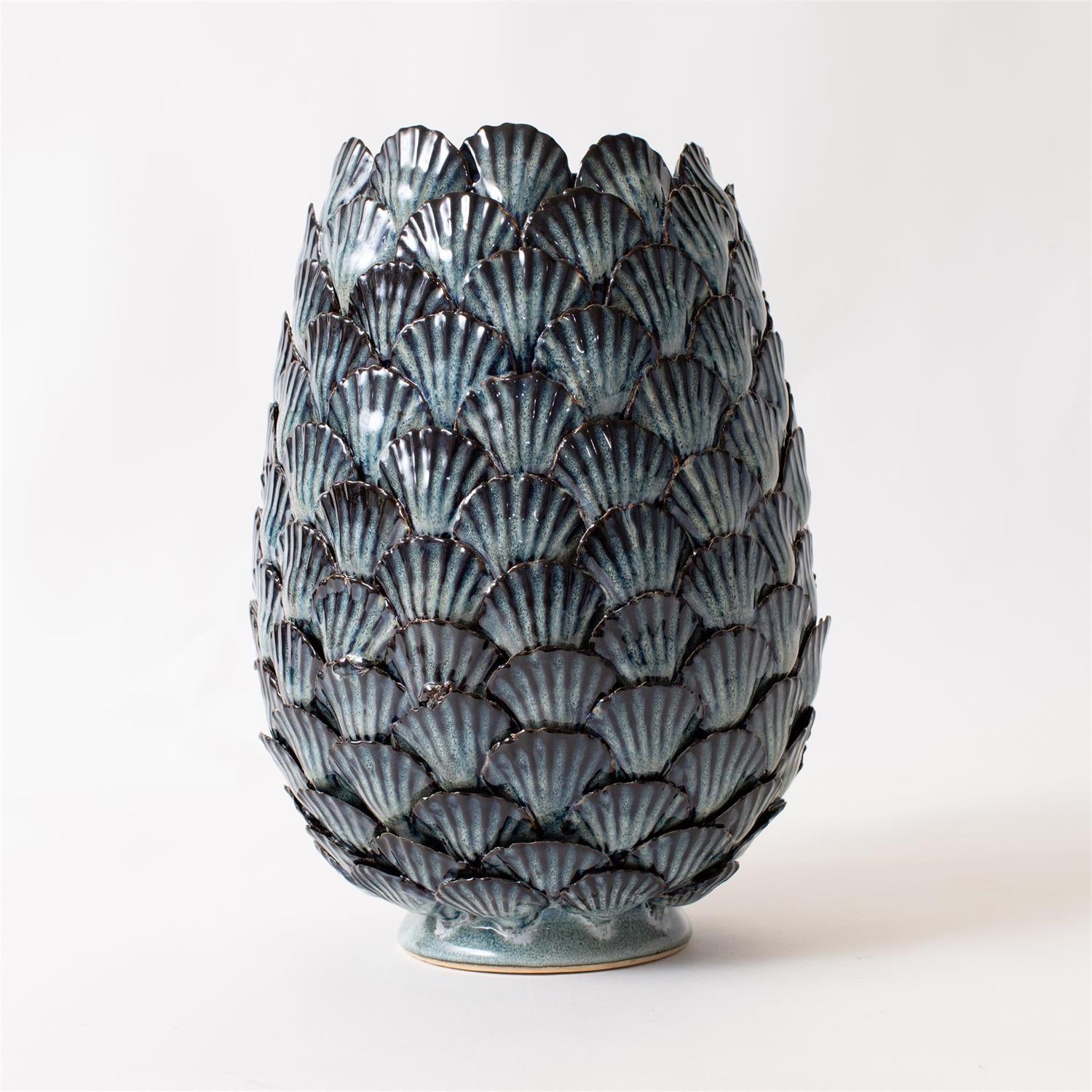 Vase - Blue Hand Applied Seashells