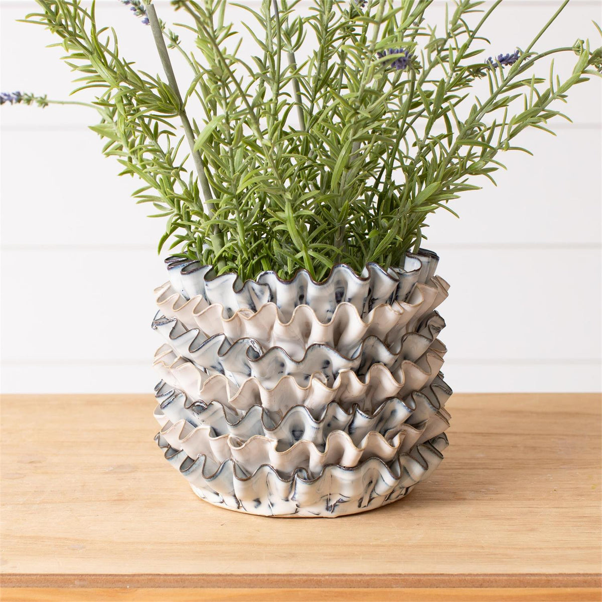Planter - Layers Of Hand Applied Ruffles
