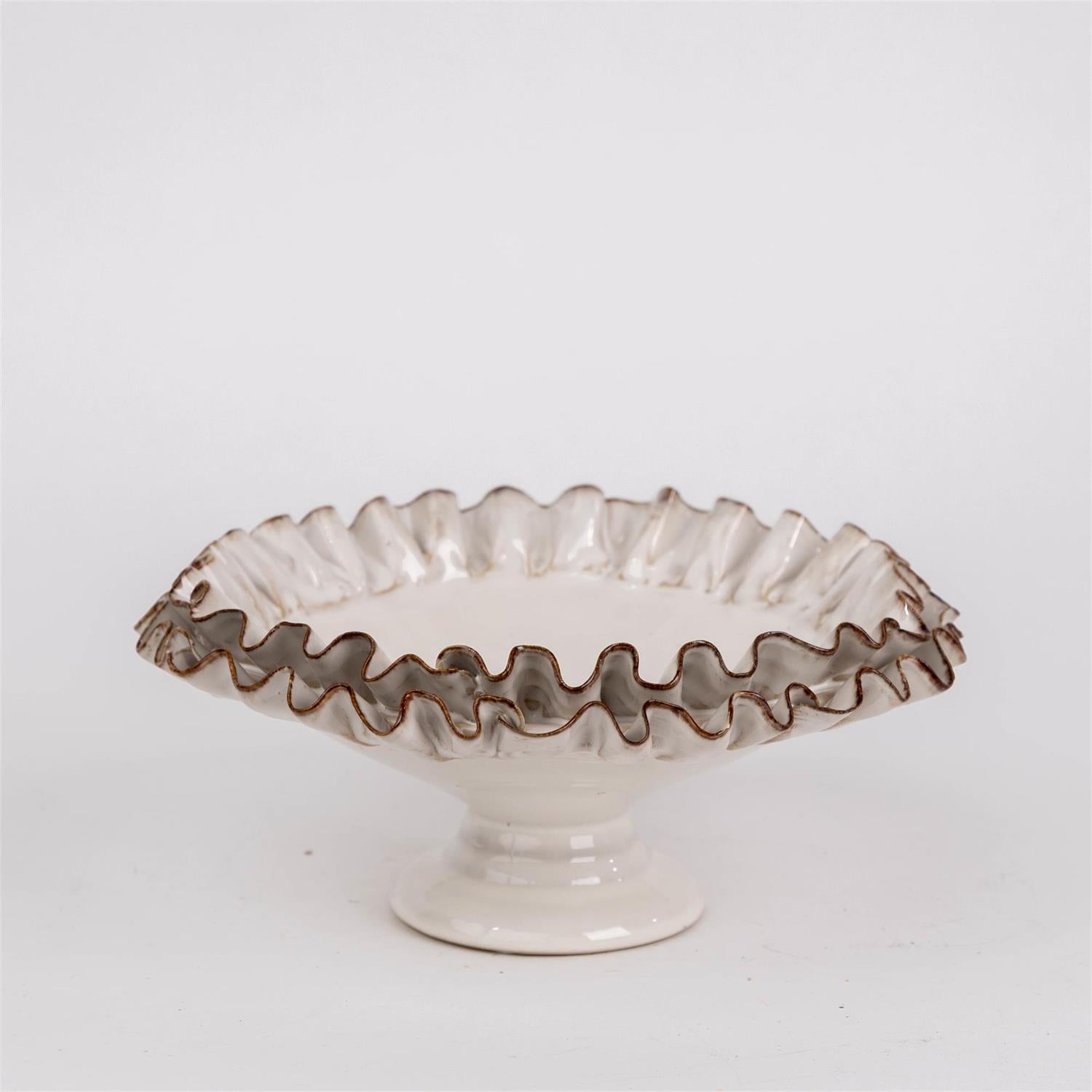Compote With Hand Applied Ruffles