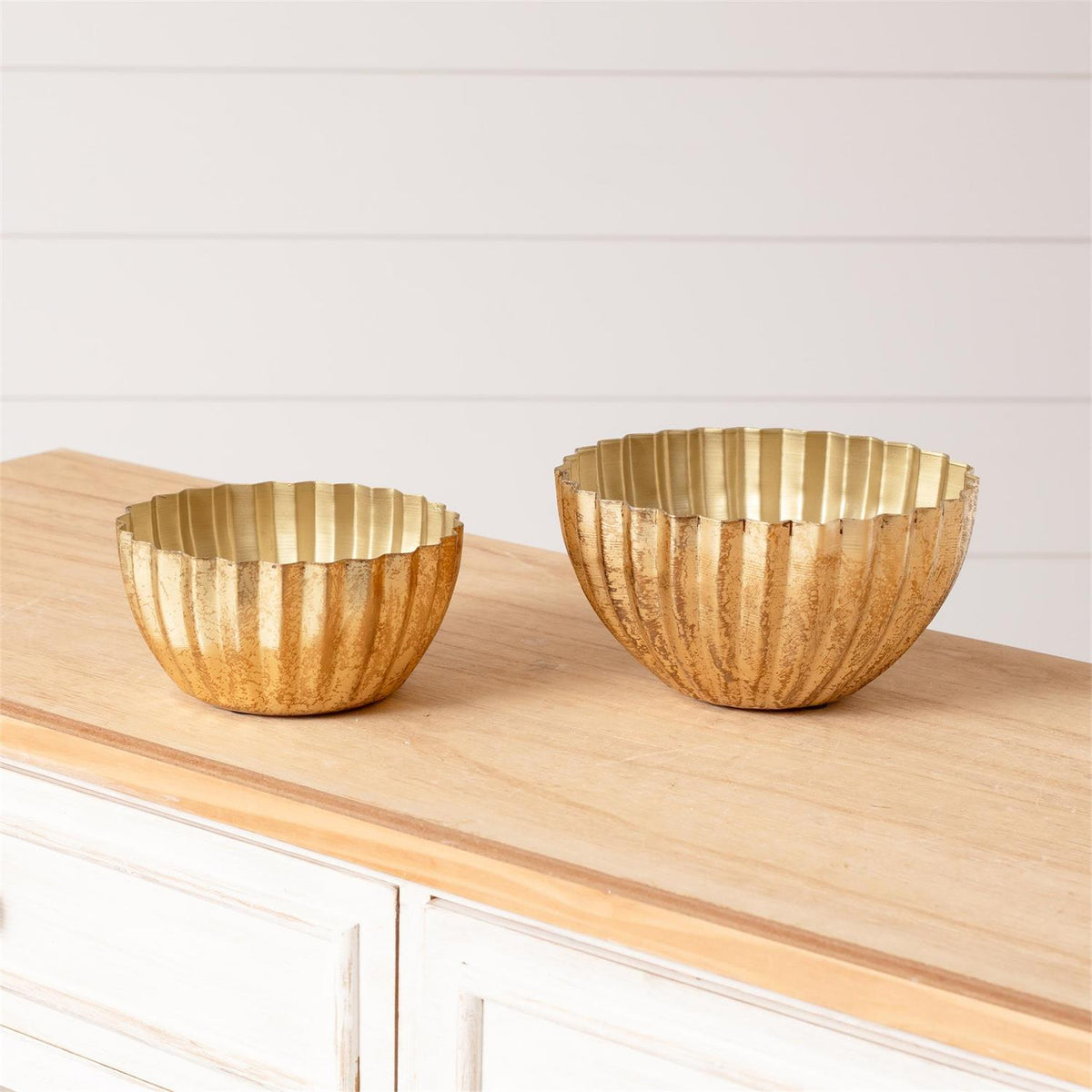 Gold Ridged Bowl (Set of 2)
