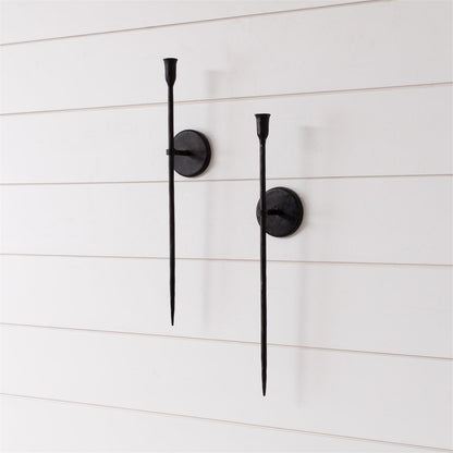 Black Iron Taper Candle Wall Sconces