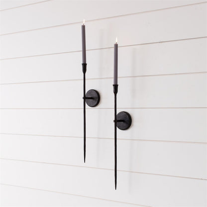 Black Iron Taper Candle Wall Sconces
